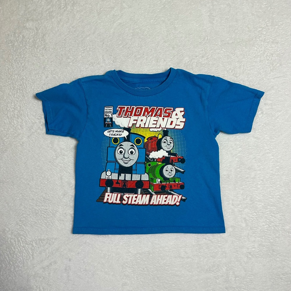 Thomas & Friends Boys Blue 4T Full Steam Ahead Graphic T-Shirt Cotton Kidcore